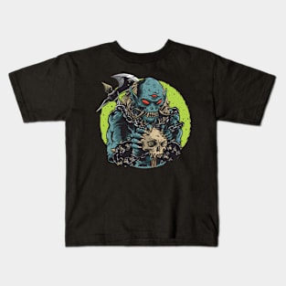 Blue Demon with skull Kids T-Shirt